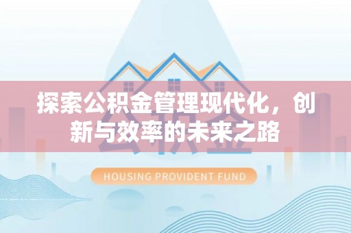 建邺探索公积金管理现代化，创新与效率的未来之路